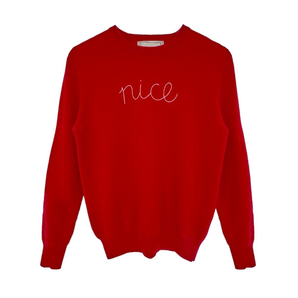 LINGUA FRANCA Nice Naughty Cashmere Crew in Red